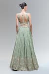 Shop_Samyukta Singhania_Green Satin, Polyester, Chiffon Beads, Sequins, Embroidered Classic Lehenga Set _at_Aza_Fashions