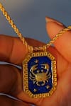 Shop_Zariin_Gold Plated Cancer Zodiac Tablet Necklace _Online_at_Aza_Fashions