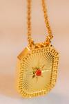Zariin_Gold Plated Cancer Zodiac Tablet Necklace _at_Aza_Fashions