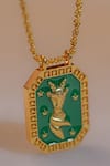Zariin_Gold Plated Capricorn Zodiac Tablet Necklace _at_Aza_Fashions