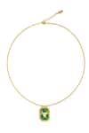 Shop_Zariin_Gold Plated Taurus Zodiac Tablet Necklace _at_Aza_Fashions
