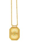 Buy_Zariin_Gold Plated Taurus Zodiac Tablet Necklace _Online_at_Aza_Fashions