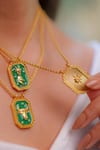 Buy_Zariin_Gold Plated Taurus Zodiac Tablet Necklace _at_Aza_Fashions