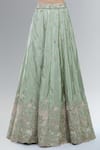 Shop_Samyukta Singhania_Green Satin, Polyester, Chiffon Beads, Sequins, Embroidered Classic Lehenga Set _Online_at_Aza_Fashions