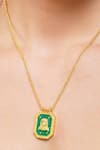 Zariin_Gold Plated Virgo Zodiac Tablet Necklace _at_Aza_Fashions