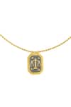 Zariin_Gold Plated Libra Zodiac Tablet Necklace With Opal _Online_at_Aza_Fashions