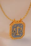 Shop_Zariin_Gold Plated Libra Zodiac Tablet Necklace With Opal _Online_at_Aza_Fashions