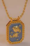 Shop_Zariin_Gold Plated Aquarius Zodiac Tablet Necklace _Online_at_Aza_Fashions