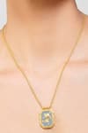 Zariin_Gold Plated Aquarius Zodiac Tablet Necklace _at_Aza_Fashions