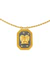 Zariin_Gold Plated Gemini Zodiac Tablet Necklace _Online_at_Aza_Fashions
