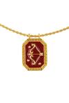 Zariin_Gold Plated Sagittarius Zodiac Tablet Necklace _Online_at_Aza_Fashions