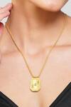 Buy_Zariin_Gold Plated Sagittarius Zodiac Tablet Necklace 