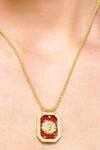 Buy_Zariin_Gold Plated Leo Zodiac Tablet Necklace With Peridot 