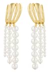 Shop_Zariin_Gold Plated Pearls Scent Of The Sea Earrings _at_Aza_Fashions