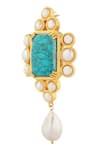 Zariin_Gold Plated Pearls, Stones Santorini Chase Danglers _Online_at_Aza_Fashions