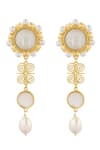 Shop_Zariin_Gold Plated Pearls Designer Dangling Earrings _at_Aza_Fashions