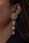 Buy_Zariin_Gold Plated Pearls Designer Dangling Earrings _at_Aza_Fashions