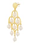 Zariin_Gold Plated Pearls Dancing Queen Danglers _Online_at_Aza_Fashions