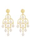 Shop_Zariin_Gold Plated Pearls Dancing Queen Danglers _at_Aza_Fashions