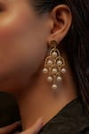 Buy_Zariin_Gold Plated Pearls Dancing Queen Danglers _at_Aza_Fashions