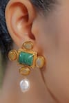Buy_Zariin_Gold Plated Stones, Pearls Cruise Therapy Earrings _at_Aza_Fashions