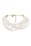 Shop_Zariin_Gold Plated Ropes Of Pearl Choker Necklace _at_Aza_Fashions