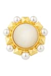 Buy_Zariin_Gold Plated Pearls Motif Adjustable Ring _Online_at_Aza_Fashions