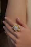 Buy_Zariin_Gold Plated Pearls Motif Adjustable Ring _at_Aza_Fashions