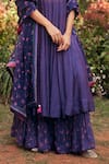 Buy_Paulmi and Harsh_Green Chanderi, Cotton, Organza Round Neck Grape Jelly Anarkali Set With Dupatta _Online_at_Aza_Fashions