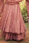 Buy_Paulmi and Harsh_Brown Chanderi, Cotton, Organza Round Vintage Floral Anarkali Set With Dupatta _Online_at_Aza_Fashions