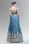 Shop_Samyukta Singhania_Blue Tissue Beads, Sequins, Zari, Pearls, Stones Classic Lehenga Set _at_Aza_Fashions