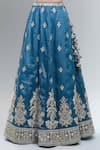 Shop_Samyukta Singhania_Blue Tissue Beads, Sequins, Zari, Pearls, Stones Classic Lehenga Set _Online_at_Aza_Fashions