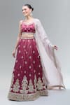 Buy_Samyukta Singhania_Maroon Tissue Beads, Sequins, Zari, Pearls, Stones Classic Lehenga Set _Online_at_Aza_Fashions