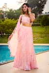 Buy_Aariyana Couture_Pink Chiffon, Net, Viscose Embroidery One Shoulder Draped Skirt Set _Online