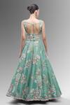 Shop_Samyukta Singhania_Green Net Beads, Sequins, Zari, Stones Sea Embroidered Classic Lehenga Set _at_Aza_Fashions