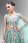 Samyukta Singhania_Green Net Beads, Sequins, Zari, Stones Sea Embroidered Classic Lehenga Set _at_Aza_Fashions