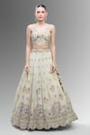 Buy_Samyukta Singhania_Cream Tissue, Viscose, Rayon Beads, Sequins, Embroidered Classic Lehenga Set _Online_at_Aza_Fashions