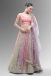 Buy_Samyukta Singhania_Multi Color Tissue, Net Embroidery, Beads, Multicolor Classic Lehenga Set _at_Aza_Fashions