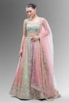 Shop_Samyukta Singhania_Multi Color Tissue, Net Embroidery, Beads, Multicolor Classic Lehenga Set _Online_at_Aza_Fashions