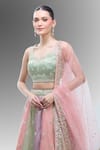 Samyukta Singhania_Multi Color Tissue, Net Embroidery, Beads, Multicolor Classic Lehenga Set _at_Aza_Fashions