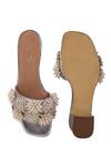 Shop_5elements_Silver Pearls Sabrina Slider Heel With Floral Embellishments _at_Aza_Fashions