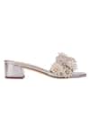 5elements_Silver Pearls Sabrina Slider Heel With Floral Embellishments _Online_at_Aza_Fashions