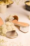 5elements_Silver Pearls Sabrina Slider Heel With Floral Embellishments _at_Aza_Fashions