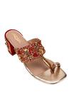 Shop 5elements Red Sequins Charmy Heel With Gold Shop_5elements_Red Sequins Charmy Heel With Gold