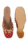 Shop_5elements_Red Embroidery, Beads Designer Nabhya Mule Heel _at_Aza_Fashions