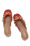Shop_5elements_Red Embroidery, Beads Designer Nabhya Mule Heel _Online_at_Aza_Fashions