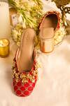 Shop_5elements_Red Embroidery, Beads Designer Nabhya Mule Heel 