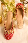 5elements_Red Embroidery, Beads Designer Nabhya Mule Heel _Online