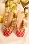 Shop_5elements_Red Embroidery, Beads Designer Nabhya Mule Heel _Online