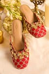 Buy_5elements_Red Embroidery, Beads Designer Nabhya Mule Heel _at_Aza_Fashions